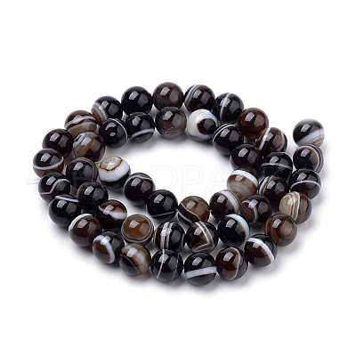 Natural Striped Agate/Banded Agate Beads Strands G-S259-04A-4mm-1