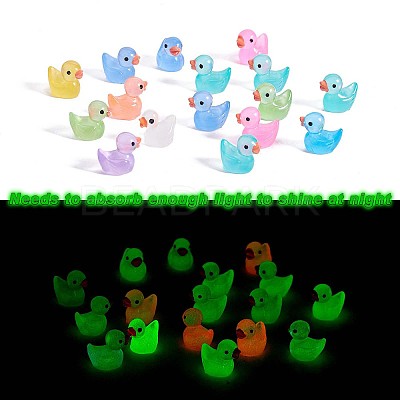 100Pcs Luminous Tiny Ducks Mini Resin Duck Colorful Miniature Fairy Garden Mini Duck  for Miniature Landscape JX530A-1