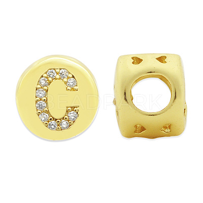 Brass Micro Pave Clear Cubic Zirconia Beads KK-T030-LA843-CX3-1