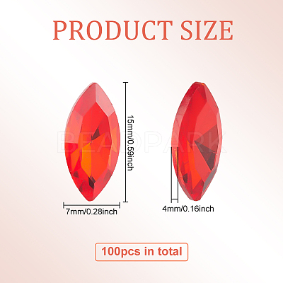 100Pcs Pointed Back Glass Rhinestone Cabochons RGLA-FG0001-13-1