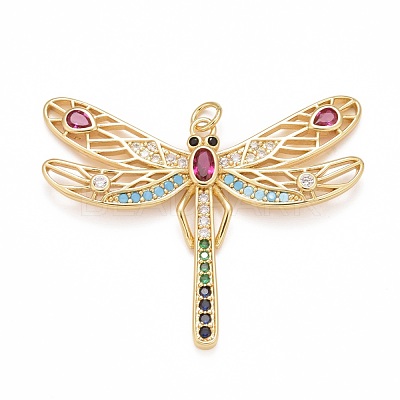 Rack Plating Brass Colorful Cubic Zirconia Pendants X-KK-M229-03G-1