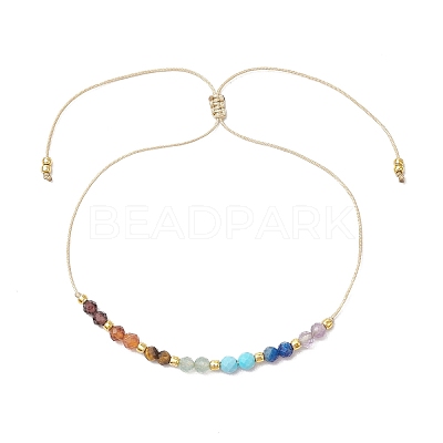 Chakra Theme Adjustable Natural Mixed Gemstone Braided Bead Bracelets for Women BJEW-JB11618-04-1
