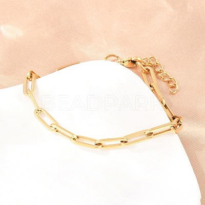 304 Stainless Steel Link Paperclip Chain Bracelet & Necklace Jewelry Sets SJEW-L199-05G-1