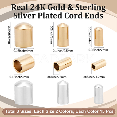 90Pcs 6 Styles Brass Cord Ends KK-BBC0023-43-1