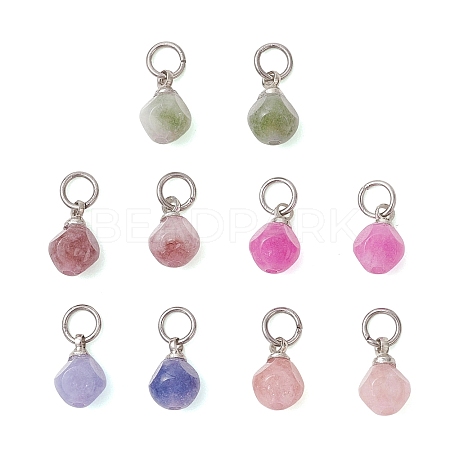 Natural Multicolor Tourmaline Faceted Dice Charms PALLOY-JF05110-02-1