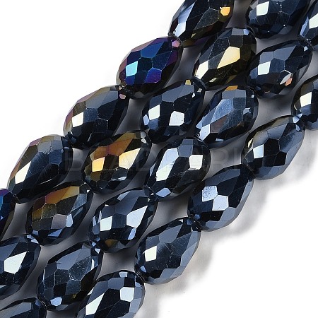 Opaque Solid Color Electroplate Glass Beads Strands EGLA-N013-P6mm-B01-1