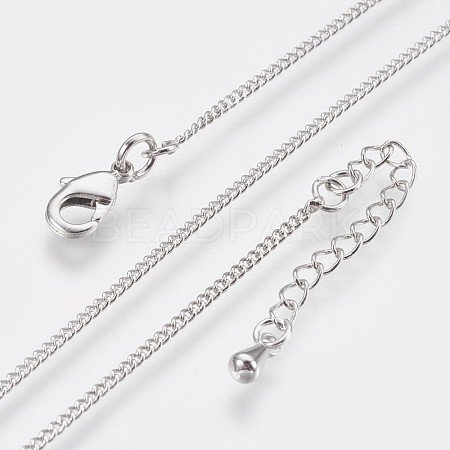 Long-Lasting Plated Brass Curb Chain Necklaces NJEW-K112-07P-NF-1