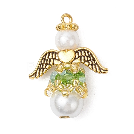 Pearlized Glass Pearl & Glass Pendants PALLOY-MZ00978-08-1