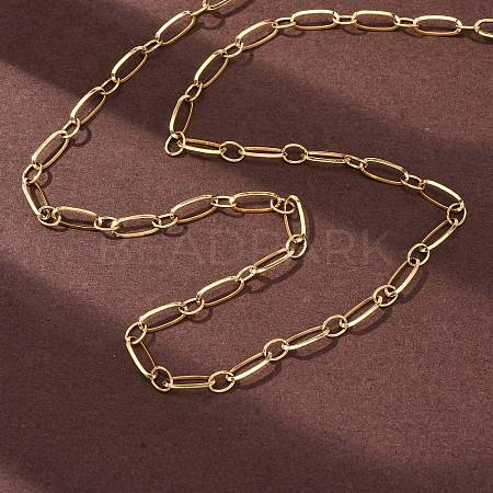 304 Stainless Steel Oval Link Chain Necklaces NJEW-Q013-09G-1