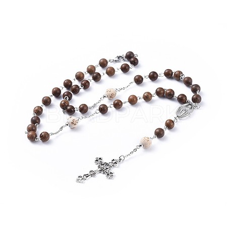 Tibetan Style Alloy Rosary Bead Necklaces NJEW-JN02455-02-1