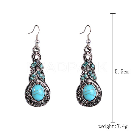 Bohemian Style Alloy Synthetic Turquoise Dangle Earrings FS-WG7654C-01-1