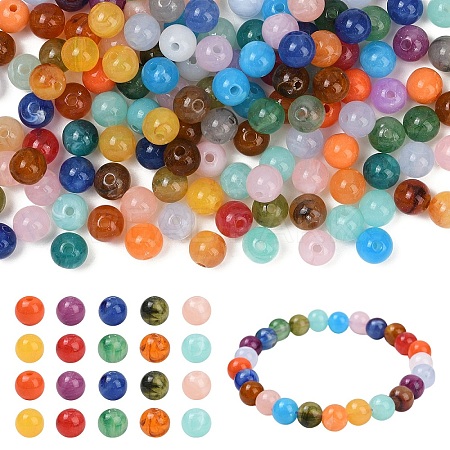 170Pcs Round Imitation Gemstone Acrylic Beads OACR-YW0002-16-1