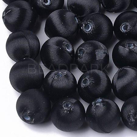 Polyester Thread Fabric Covered Beads WOVE-T007-20mm-10-1