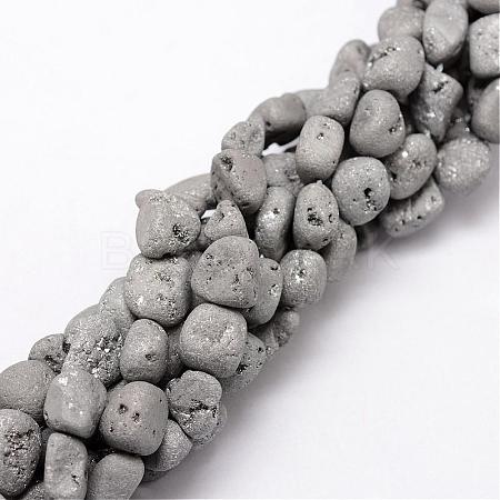 Electroplated Natural Quartz Beads Strands G-K109-03-B-1