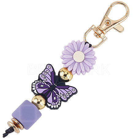 1Pc Silicone Cartoon Butterfly Flower Pendant Decorations HJEW-CP0001-17A-1