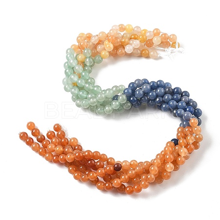 Natural Yellow/Green/Blue/Red Aventurine Beads Strands G-B095-A03-01-1