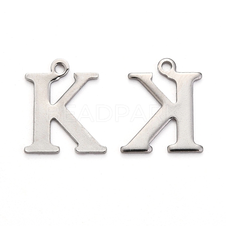 Tarnish Resistant 304 Stainless Steel Alphabet Charms STAS-H122-K-P-1