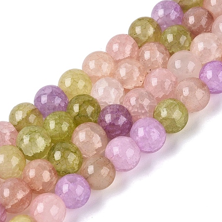Ombre Effect Dyed Crackle Glass Beads Strands GLAA-Q106-01A-B15-1