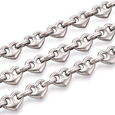 304 Stainless Steel Heart Link Chains CHS-Q009-03P-01-1