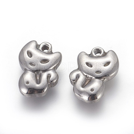 304 Stainless Steel Kitten Charms STAS-L217-11P-1