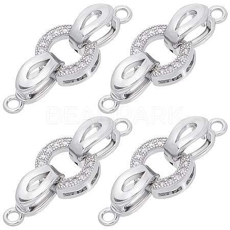 Beebeecraft 6Pcs Brass Micro Pave Clear Cubic Zirconia Fold Over Clasps KK-BBC0011-60-1