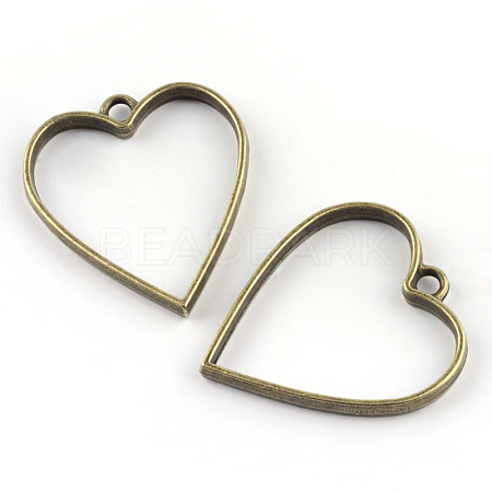 Rack Plating Alloy Heart Open Back Bezel Pendants PALLOY-S047-12F-FF-1