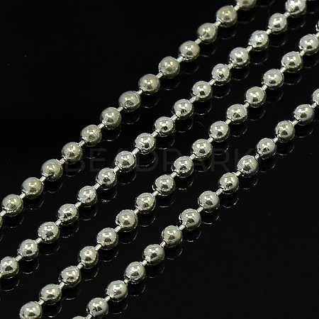 Silver Color Plated Brass Ball Bead Chains Dog Tag Chains for Necklaces KeyChains X-CHC-C008-2mm-S-1