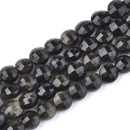 Natural Golden Sheen Obsidian Beads Strands G-T108-04-1