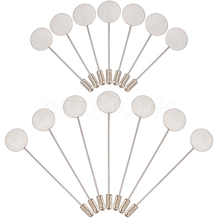 60 Sets 2 Size Round Tray Brass Stick Lapel Pins KK-SC0005-01-1