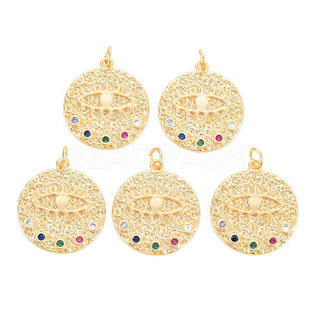 Rack Plating Brass Micro Pave Colorful Cubic Zirconia Pendants KK-N233-189B-01-1