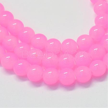 Baking Paint Imitation Jade Glass Round Bead Strands DGLA-Q021-10mm-45-1