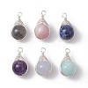 6Pcs 6 Styles Natural Mixed Gemstone Copper Wire Wrapped Pendants PALLOY-JF02540-1