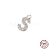 Real Platinum Plated Rhodium Plated 925 Sterling Silver Micro Pave Clear Cubic Zirconia Charms STER-P054-10P-S-1