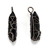 Natural Obsidian Big Wire Wrapped Pendants G-T133-R02H-2