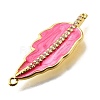 Brass Micro Pave Clear Cubic Zirconia Enamel Leaf Connector Charms KK-V011-25G-F-2