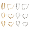 CHGCRAFT 12Pcs 6 Style Brass Micro Pave Clear Cubic Zirconia Hoop Earring Findings with Latch Back Closure FIND-CA0005-34-1