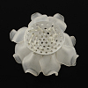 Frosted Style Acrylic Flower Cabochons with Acrylic Rhinestone and Platinum Tone Iron Bottom X-FIND-R027-10A-2