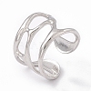 Non-Tarnish 304 Stainless Steel Wide Hollow Open Cuff Ring for Women RJEW-G275-02P-1