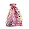Flower Deer Printed Polycotton(Polyester Cotton) Packing Pouches Drawstring Bags ABAG-T004-10x14-35-2