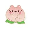 Cat Shape with Peach Enamel Pins JEWB-I052-02G-04-1