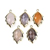 Natural Agate Faceted Leaf Pendants G-I375-04G-14-1