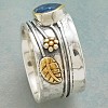 Teardrop & Flower & Leaf Pattern Alloy with Glass Finger Rings FS-WG58DE6-05-3