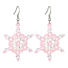Christmas Snowflake Glass Seed Braided Dangle Earrings EJEW-MZ00236-03-1
