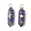2Pcs 2 Styles Natural Lapis Lazuli Double Terminated Pointed Pendants PALLOY-JF03122-04-1
