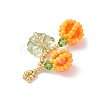 Glass Seed Beaded Berries & Leaf Pendants PALLOY-MZ01114-03-4