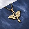 Moon Moth 304 Stainless Steel Pendant Necklaces NJEW-M096-22G-5