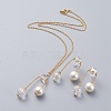 Pendant Necklaces and Ear Studs Jewelry Sets SJEW-JS01064-2