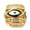 Rack Plating Brass Micro Pave Cubic Zirconia Evil Eye European Beads with Enamel KK-M247-34G-03-1