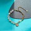 Cubic Zirconia Heart Charm Bracelet Brass Chains BJEW-JB08790-6