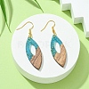 Two Tone Resin & Walnut Wood Horse Eye Dangle Earrings EJEW-JE05504-4